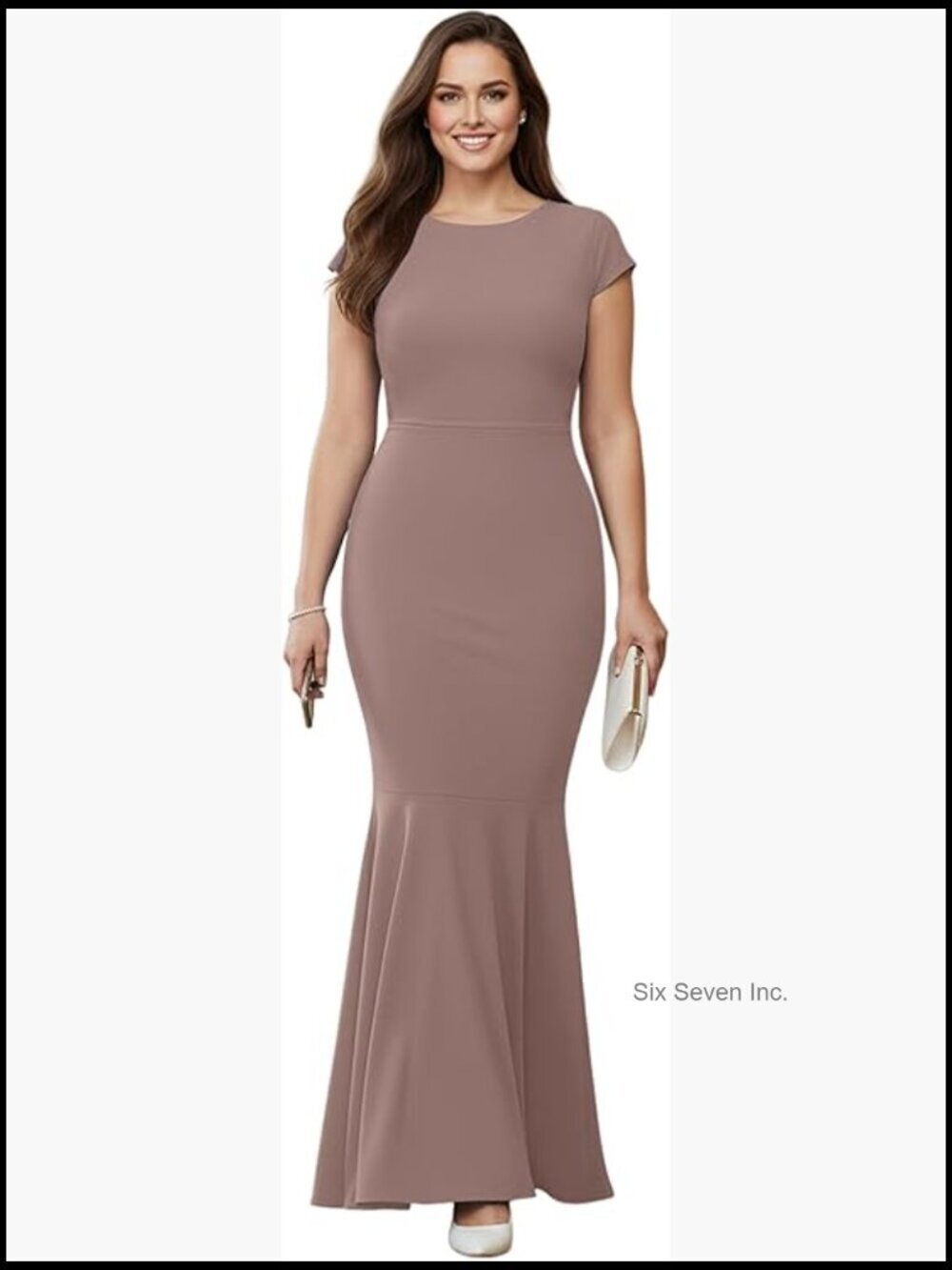 Elegant Formal Maxi Dress with Cap Sleeves Mermaid Silhouette